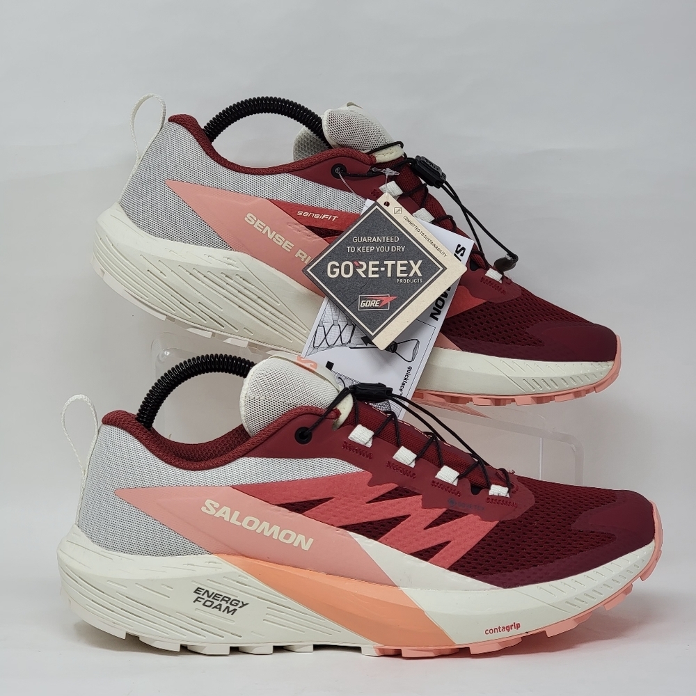 Salomon Sense Ride 5 Gore-tex Peach Running Shoes 473145 Women's Size Multi New